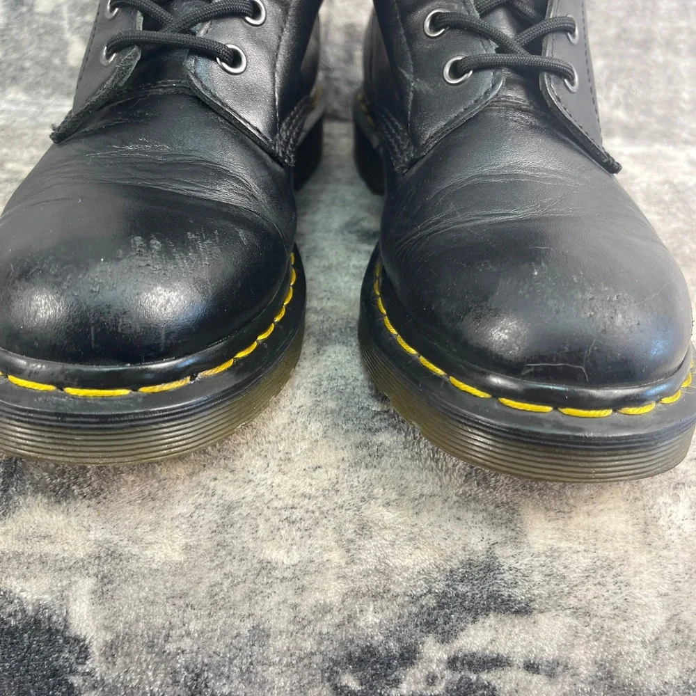 Dr. Martens Mens 9L 1460 Eight Eye Boots Solid Black Leather Combat Boots